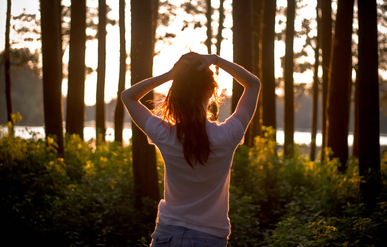 Photo wallpaper freedom, girl, joy, dawn, Sunshine morning