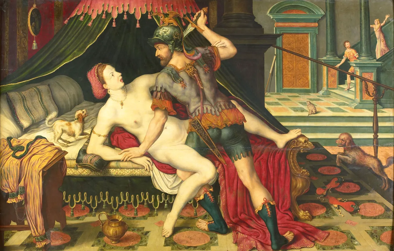 Photo wallpaper oil, picture, mythology, 1575, Tarquinius and Lucretia