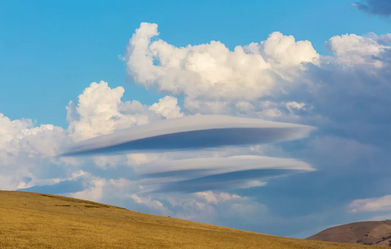 Photo wallpaper the sky, clouds, hills, USA, Clifornia