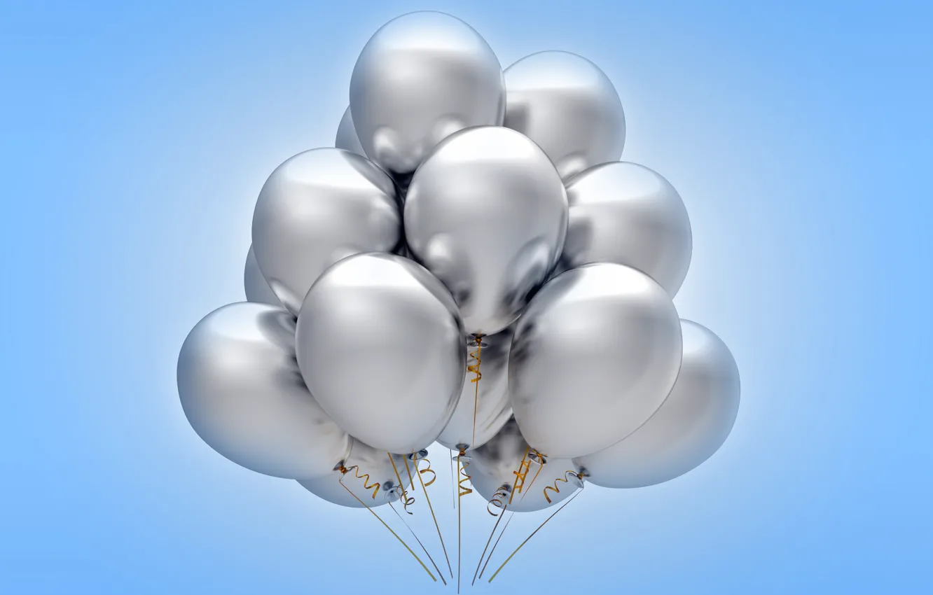 Photo wallpaper balloons, silver, celebration, holiday, balloons