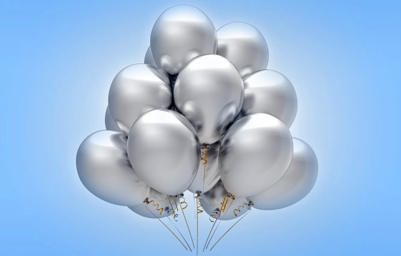 Photo wallpaper balloons, celebration, holiday, Silver, balloons