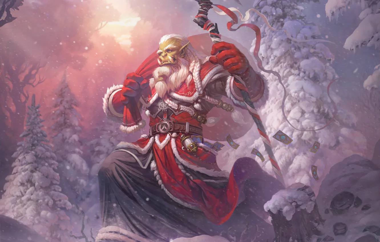 Photo wallpaper winter, new year, Christmas, art, World of Warcraft, blizzard, warcraft, wow