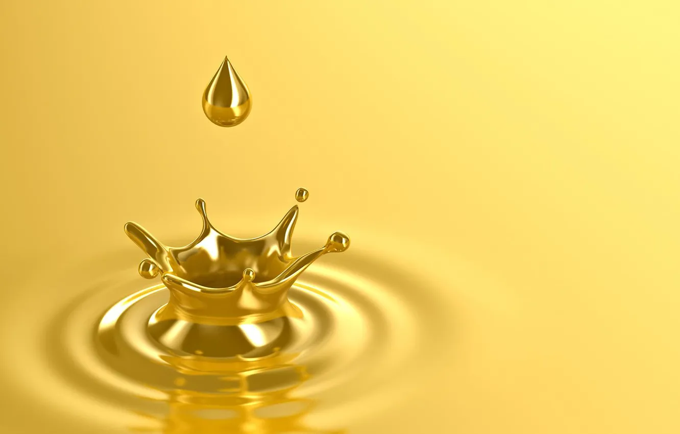 Photo wallpaper drops, gold, yellow background