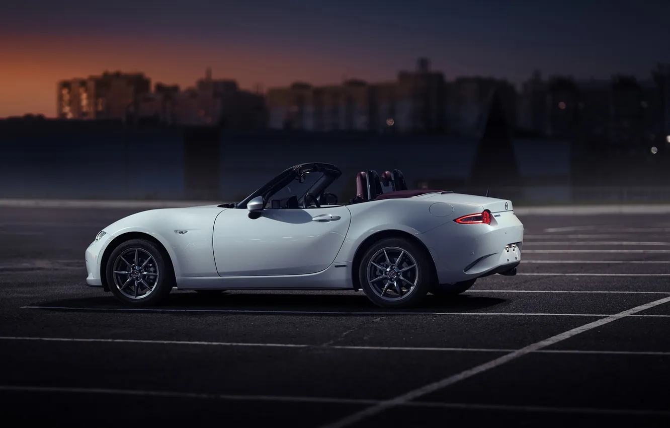 Photo wallpaper Roadster, night city, side view, Playground, Mazda mx-5
