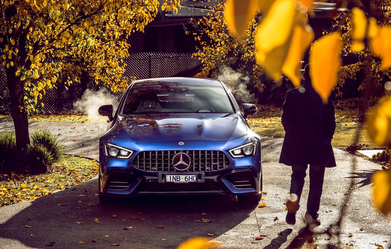 Photo wallpaper auto, autumn, blue, Mercedes-Benz, male, 4MATIC, S 4