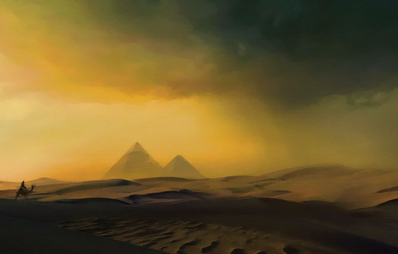 Photo wallpaper art, painting, concept art, ancient, Pyramid