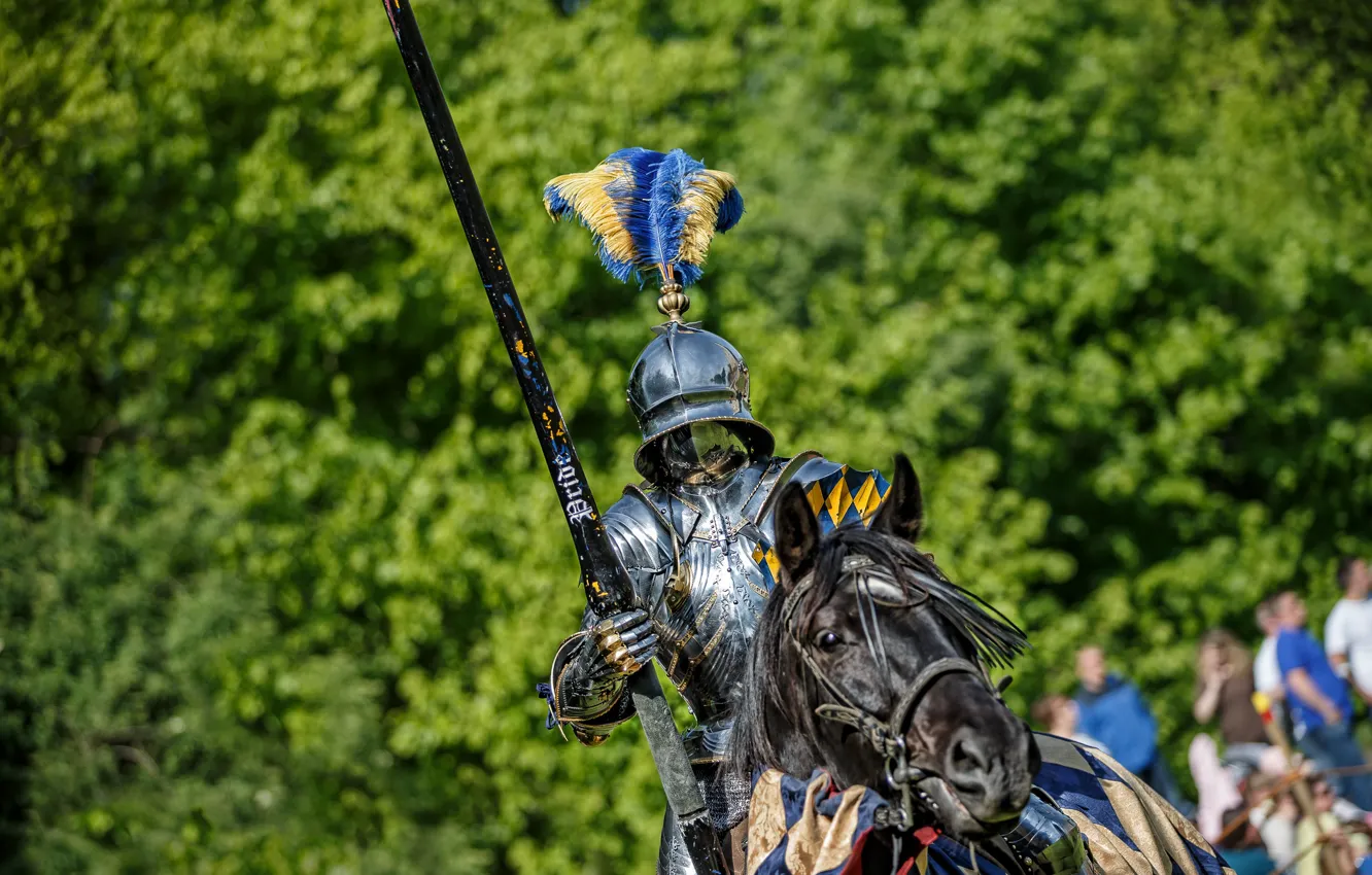 Photo wallpaper metal, horse, horse, armor, warrior, knight