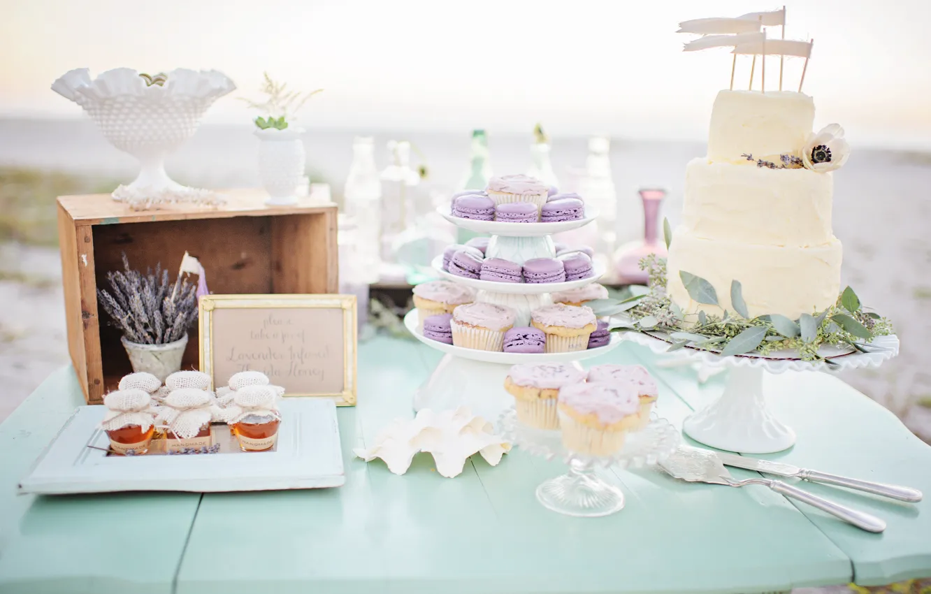 Photo wallpaper decoration, cake, wedding, sweet, decor, cupcakes