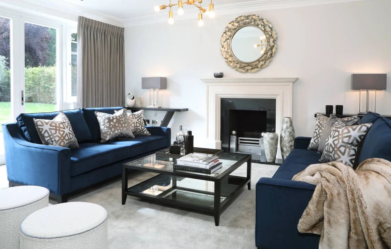 Photo wallpaper design, style, room, Villa, interior, fireplace, living room, by Thomas Coombes interior design