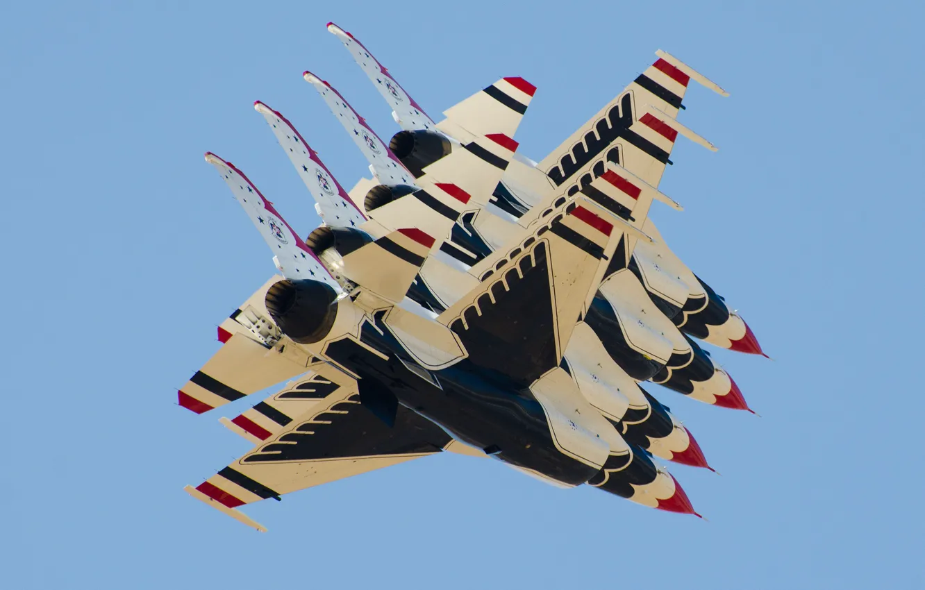 Photo wallpaper fighters, F-16, Fighting Falcon, Thunderbird