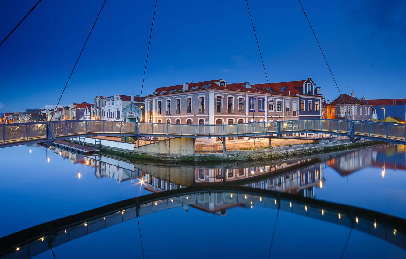 Photo wallpaper Portugal, blue hour, Aveiro, Aveiro