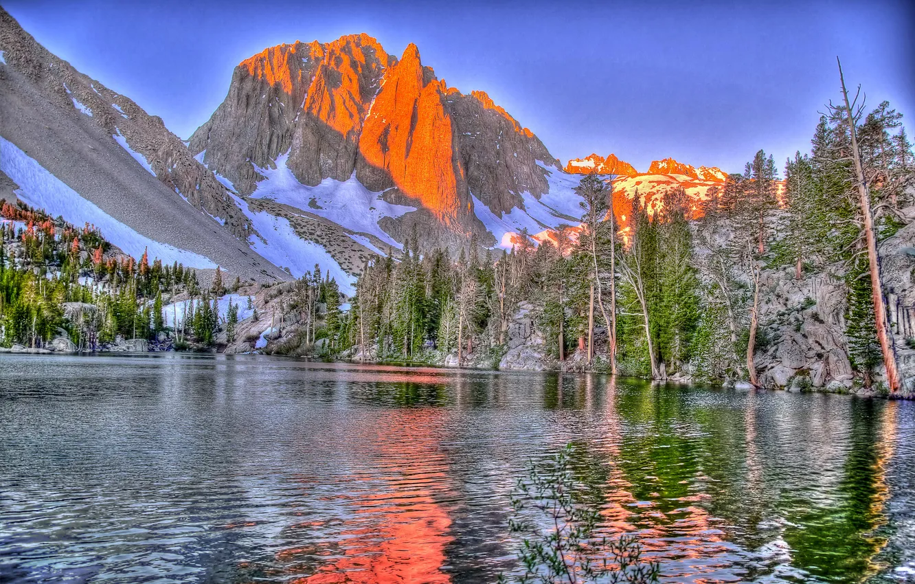 Photo wallpaper trees, landscape, mountains, nature, lake, photo, HDR