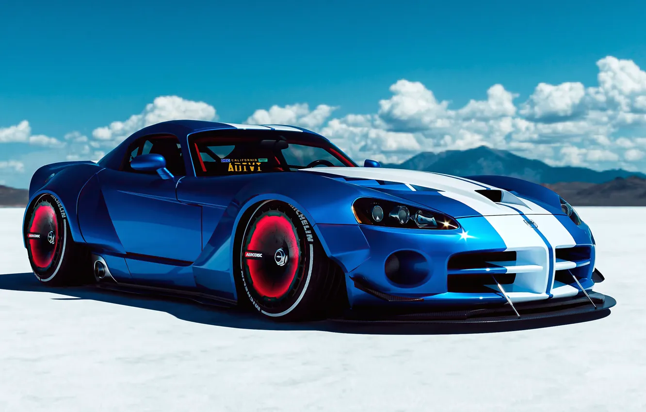 Photo wallpaper Dodge Viper, muscle car, widebody, salt desert