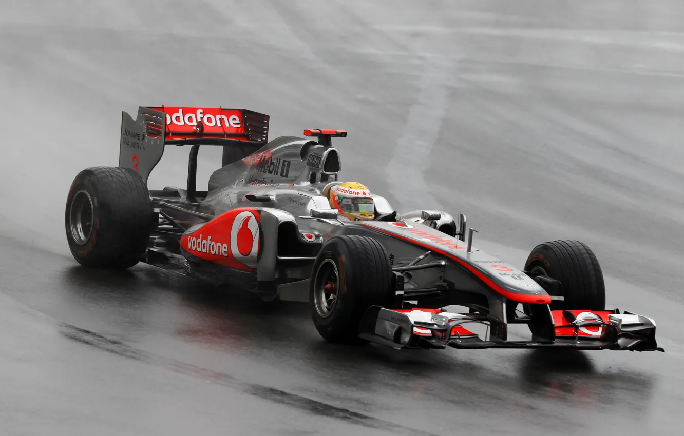 Photo wallpaper rain, McLaren, Canada, 2011, Grand Prix, Hamilton, Lewis