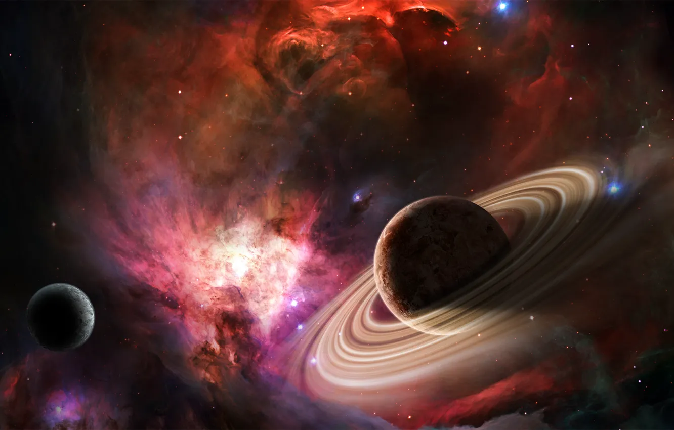 Photo wallpaper space, stars, nebula, planet, space, nebula, stars, planets