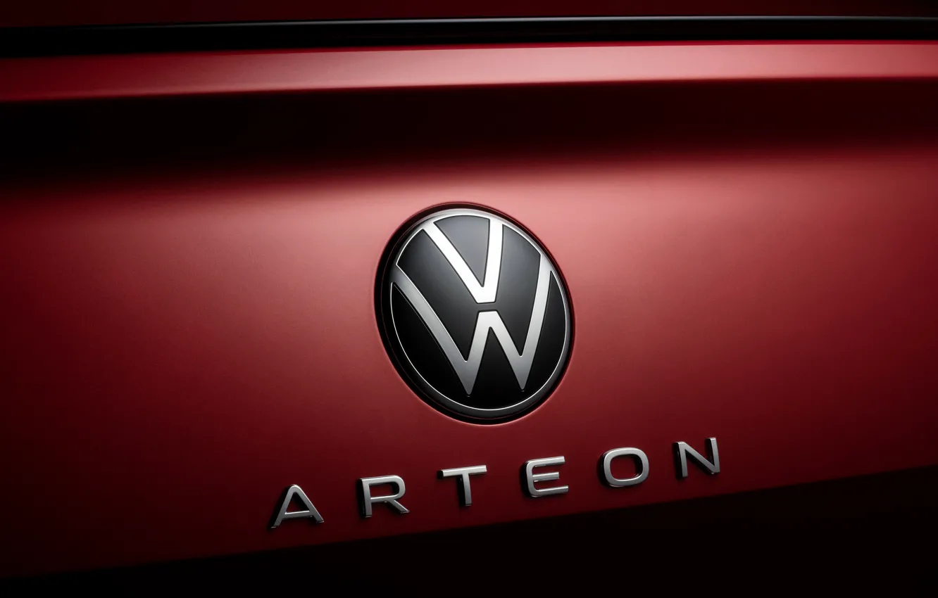 Photo wallpaper red, Volkswagen, emblem, R-Line, liftback, 2020, Arteon