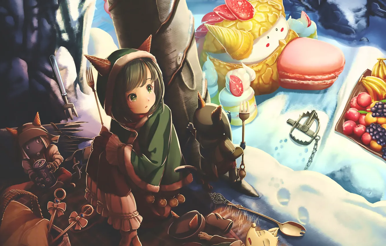 Photo wallpaper food, anime, girl