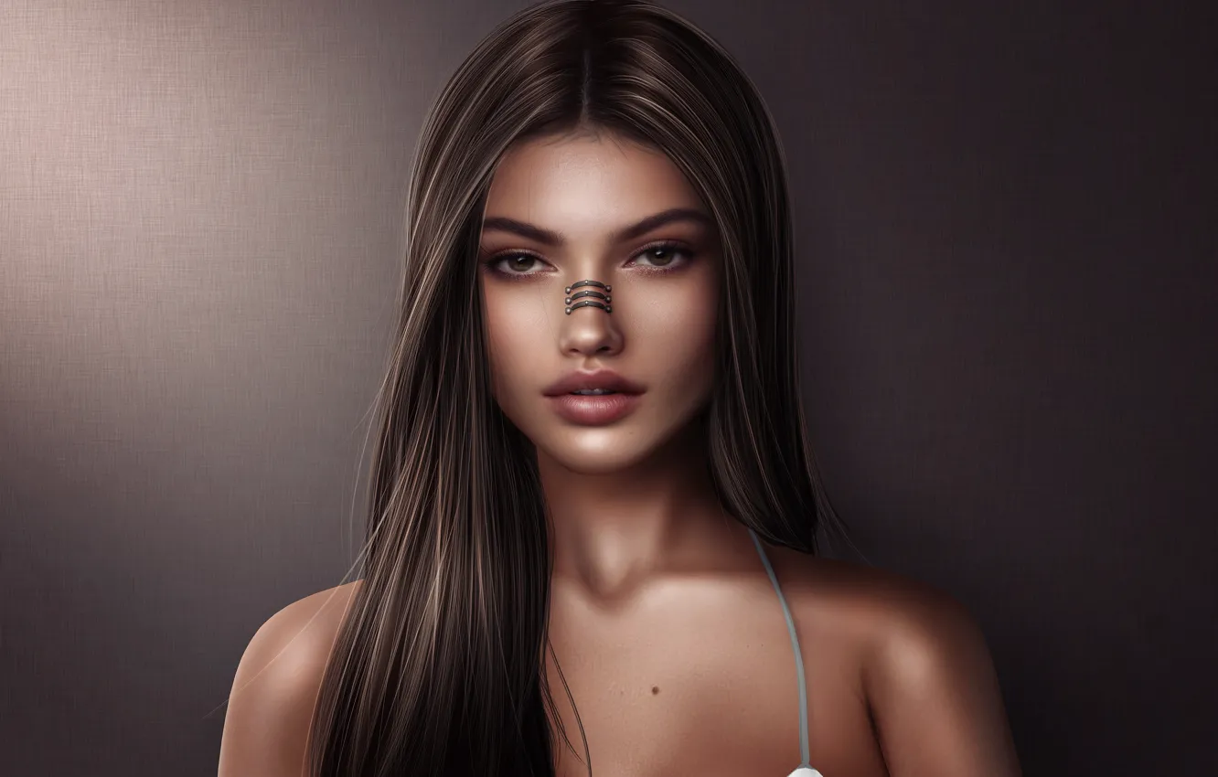 Photo wallpaper girl, face, background, hair, cutie