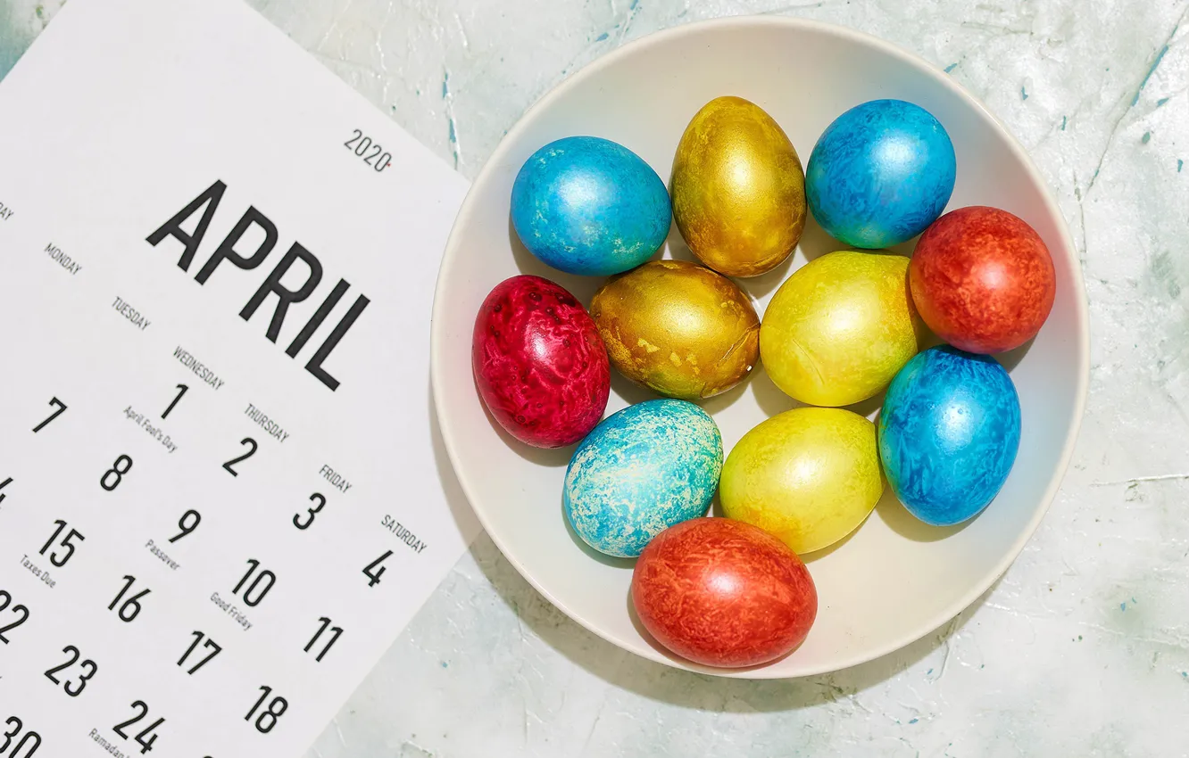 Photo wallpaper sheet, eggs, spring, Easter, calendar, Easter