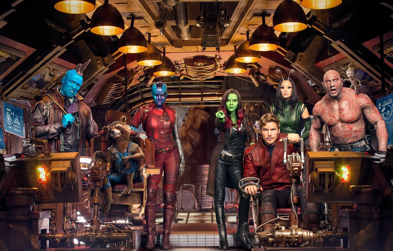 Photo wallpaper cinema, nebula, movie, film, Rocket, Mantis, Guardians of the Galaxy, Rocket Raccoon