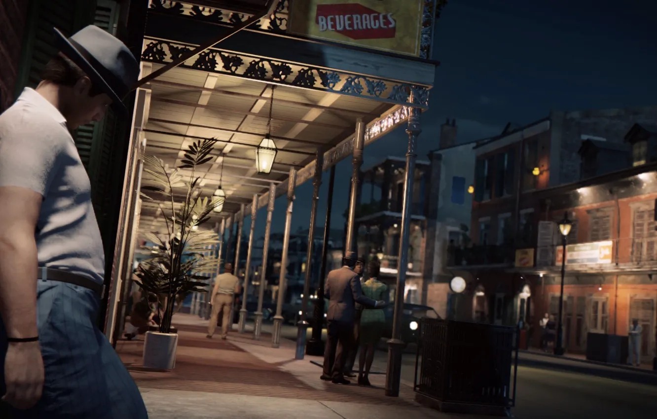 Photo wallpaper night, the city, lights, game, 2016, Mafia III, Mafia 3