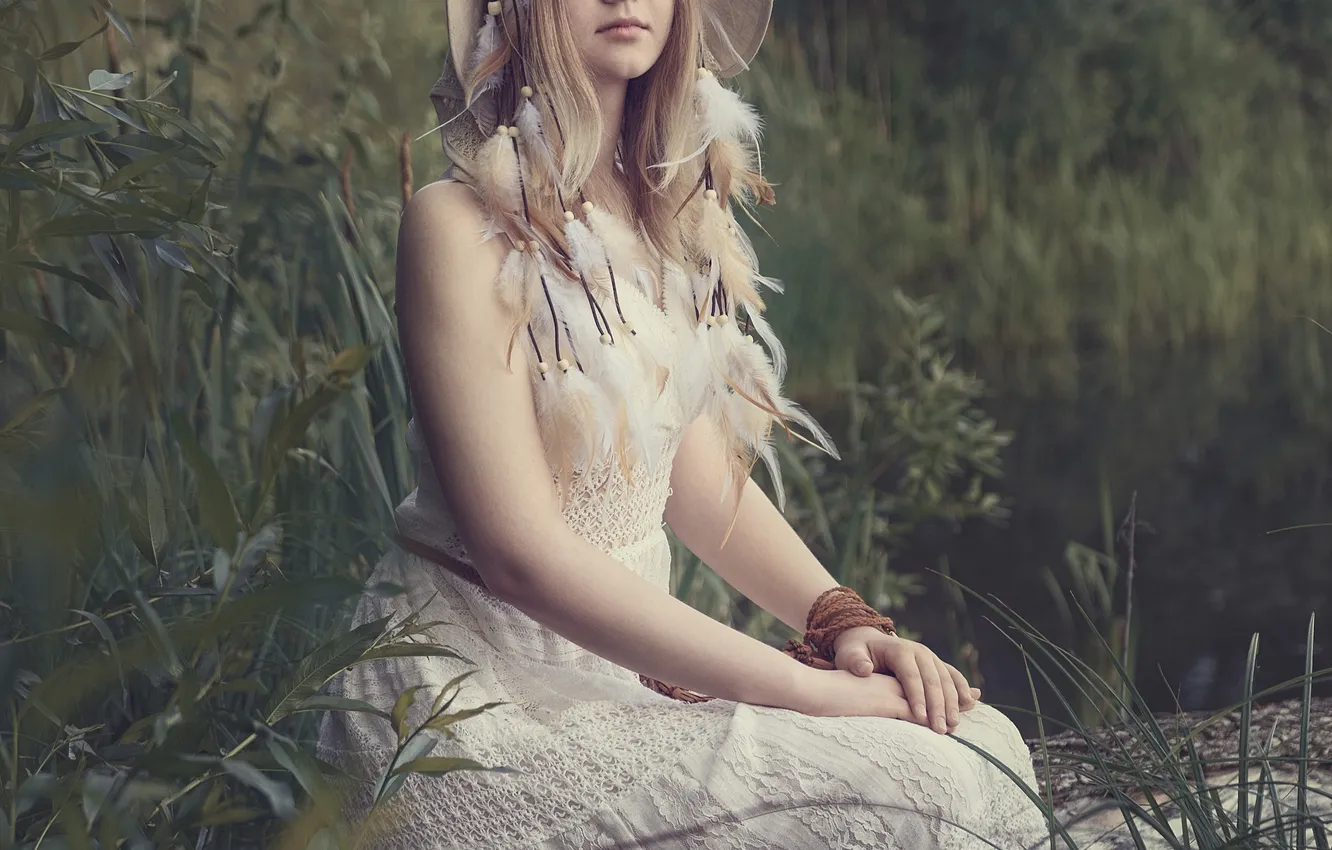 Photo wallpaper Maxim Mikhailov, Vasilisa, nature, sitting, landscape