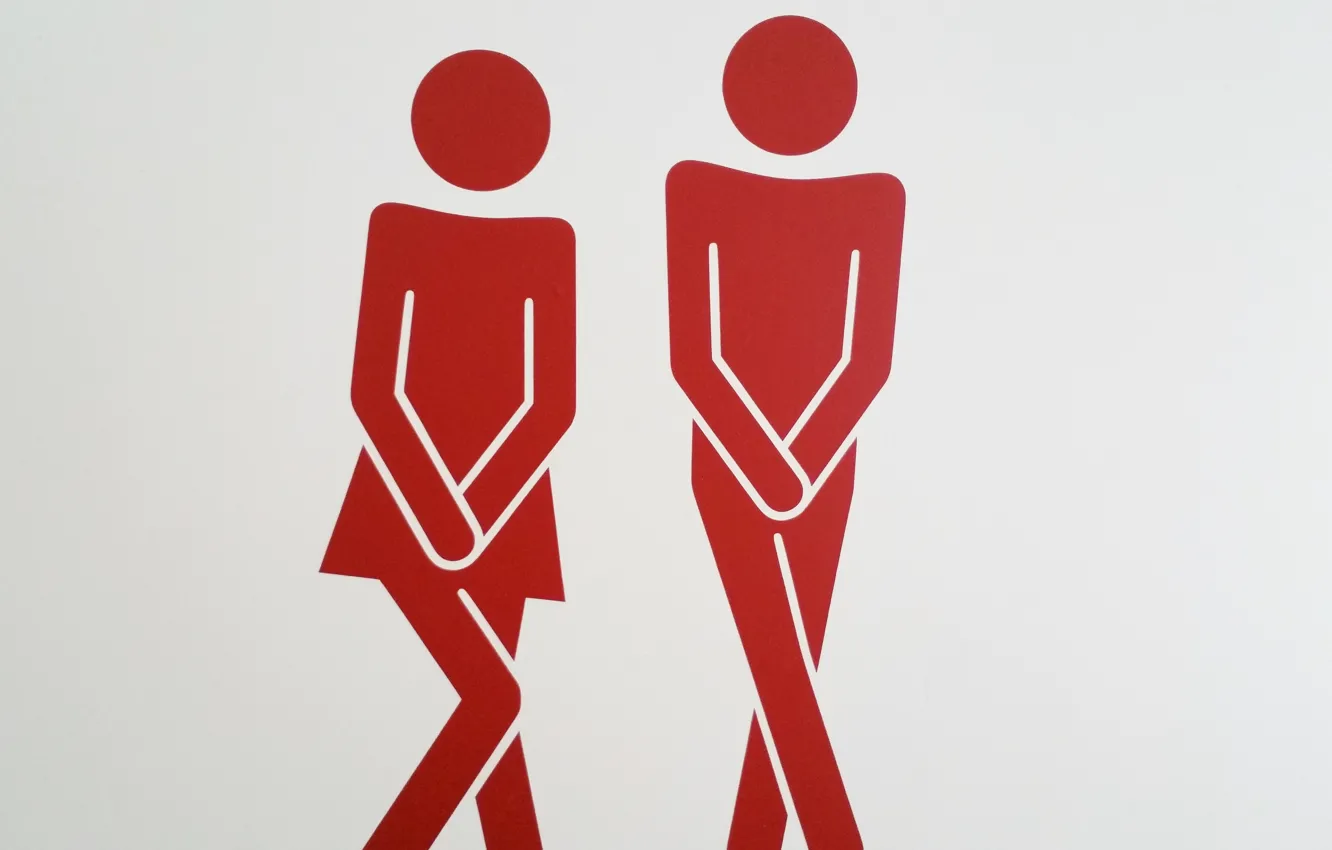 Photo wallpaper red, woman, man, funny