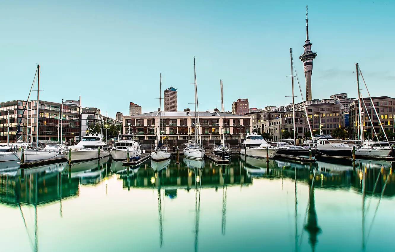 Photo wallpaper building, Marina, New Zealand, Auckland, New Zealand, Auckland, the ship, water channel