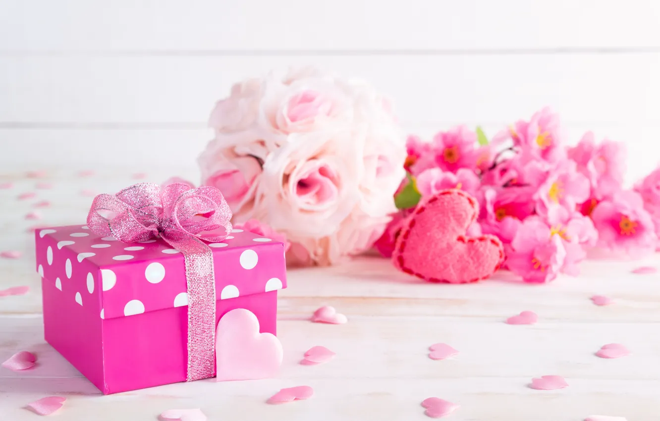 Photo wallpaper flowers, gift, bouquet