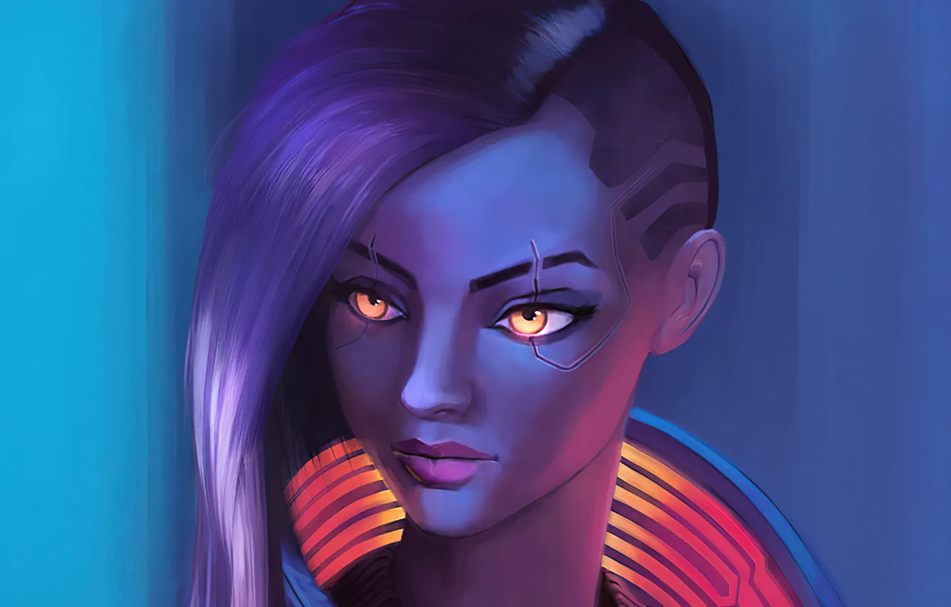 Photo wallpaper look, girl, future, the game, portrait, technology, future, game