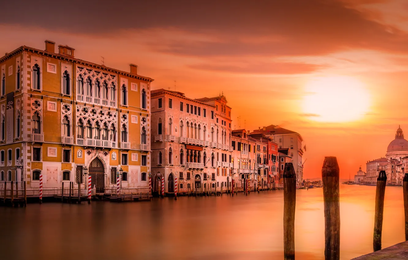 Photo wallpaper home, the evening, Italy, Venice, Cathedral, channel, Santa Maria della salute