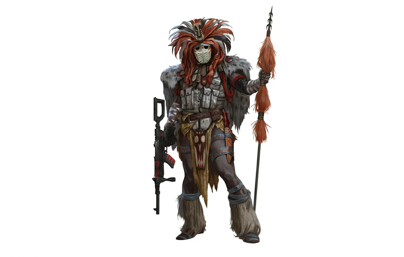 Photo wallpaper weapons, warrior, costume, machine, spear