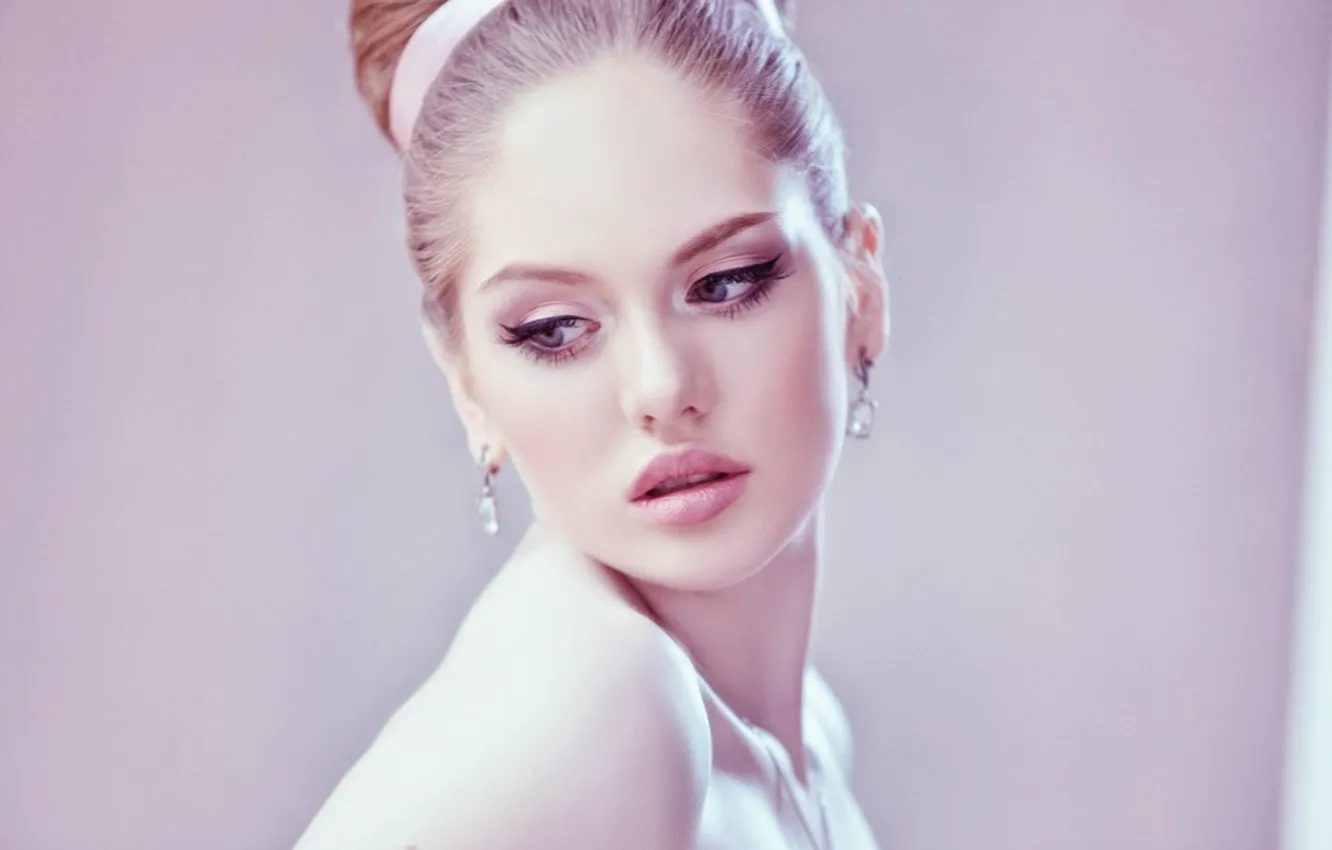 Photo wallpaper eyes, look, girl, hairstyle, lips, blonde hair, Julia Bryunetkin