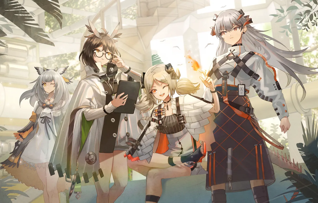 Photo wallpaper girl, Silence, Saria, Arknights, Ifrit, Ptilopsis