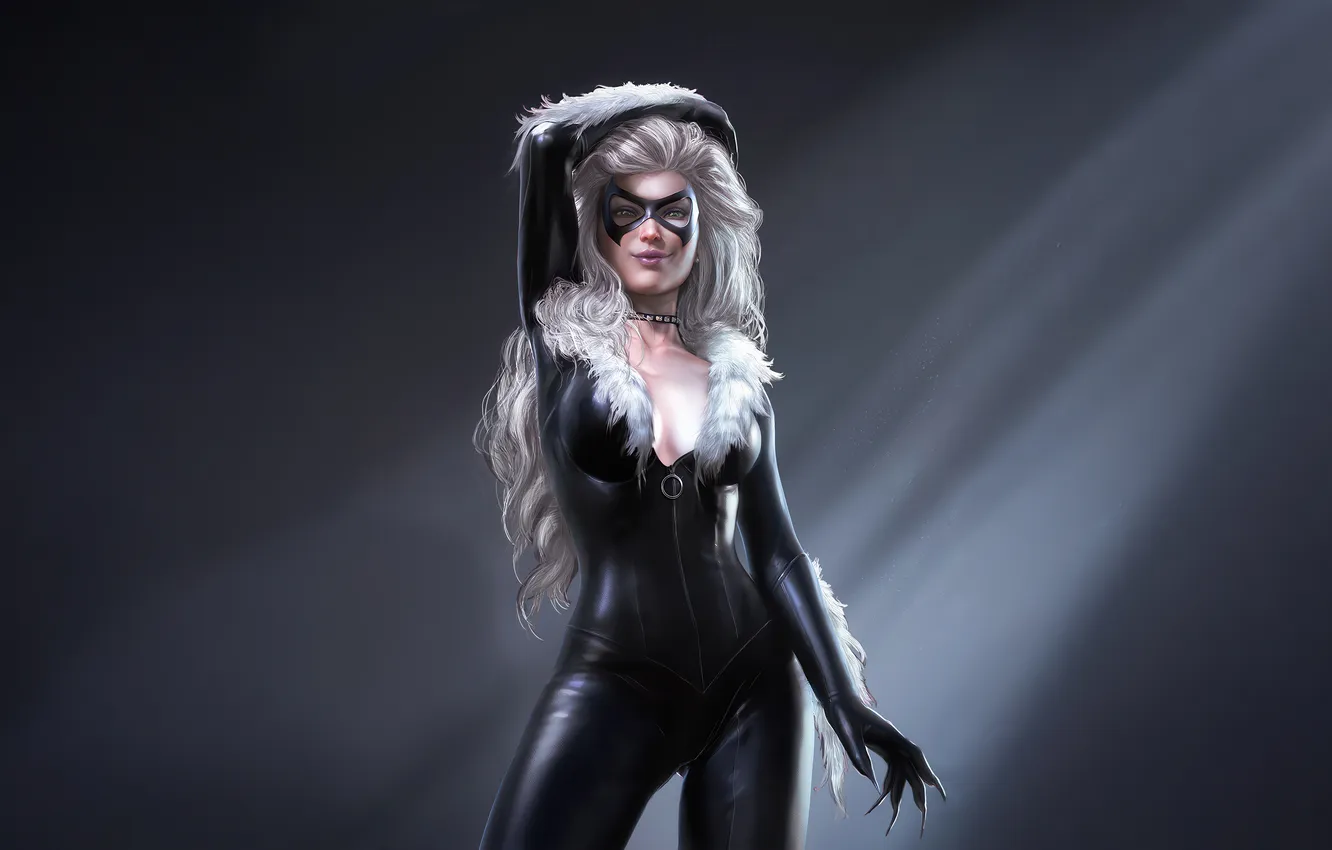 Photo wallpaper black, cat, Strikes