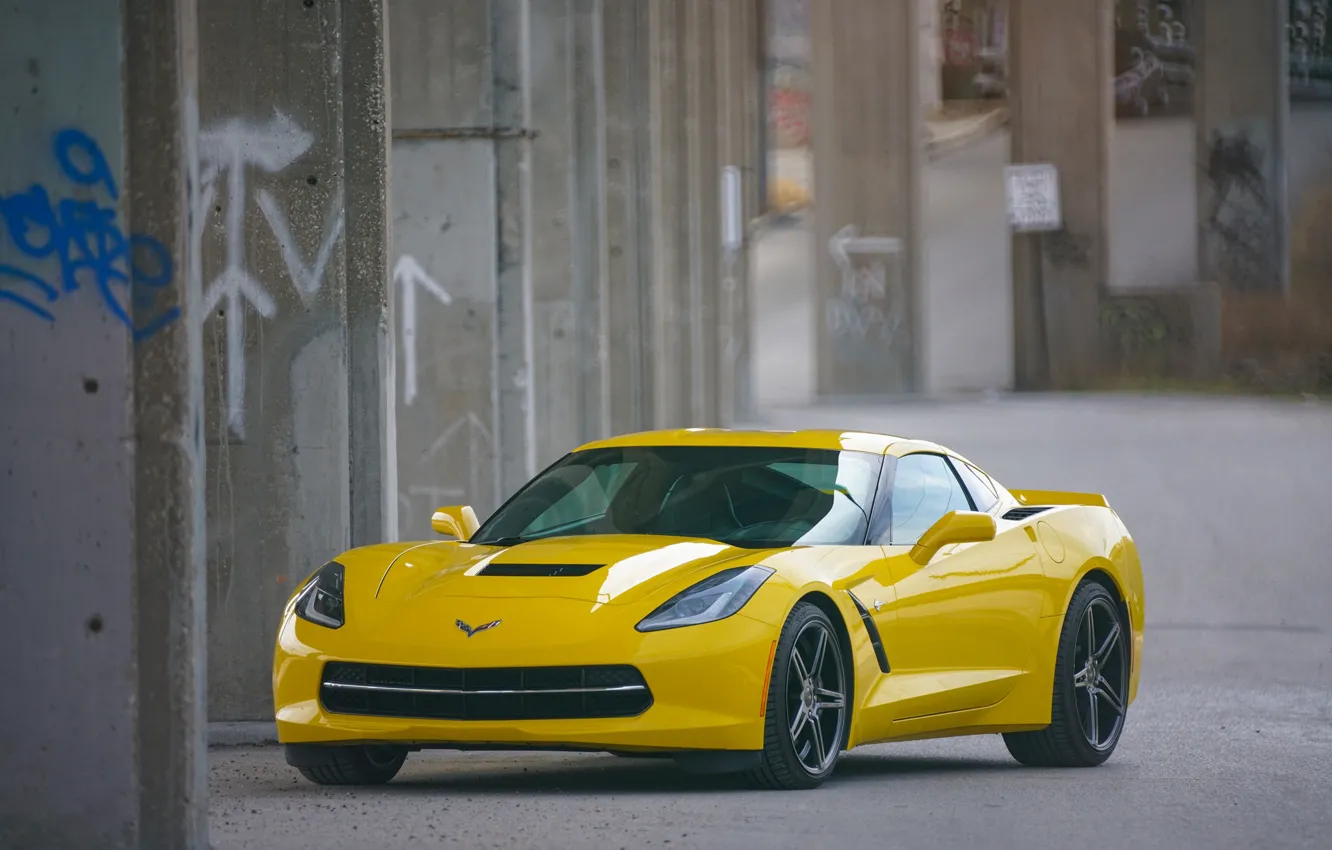 Photo wallpaper yellow, background, Corvette, Chevrolet
