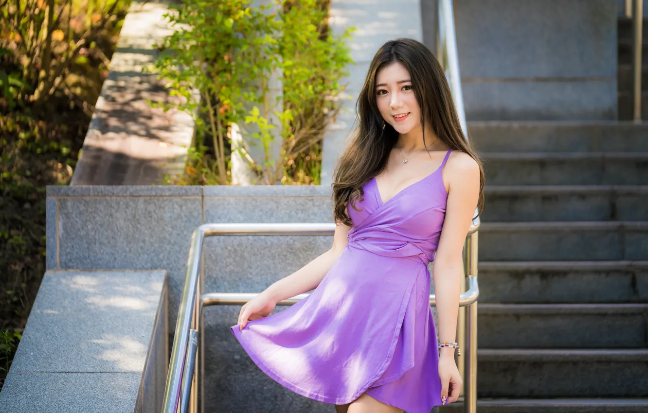 Photo wallpaper girl, Asian, cutie, dress