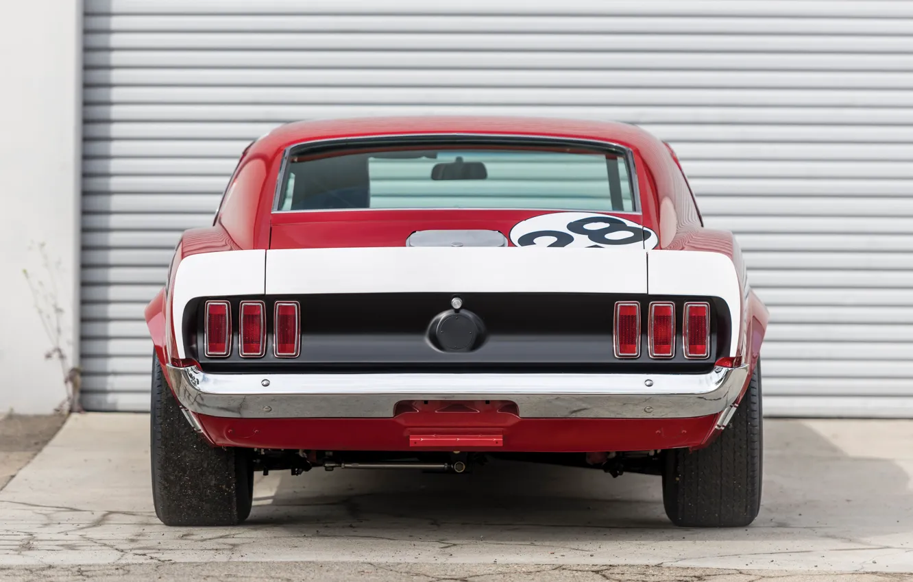 Photo wallpaper Mustang, Ford, 1969, muscle car, rear view, Ford Mustang Boss 302