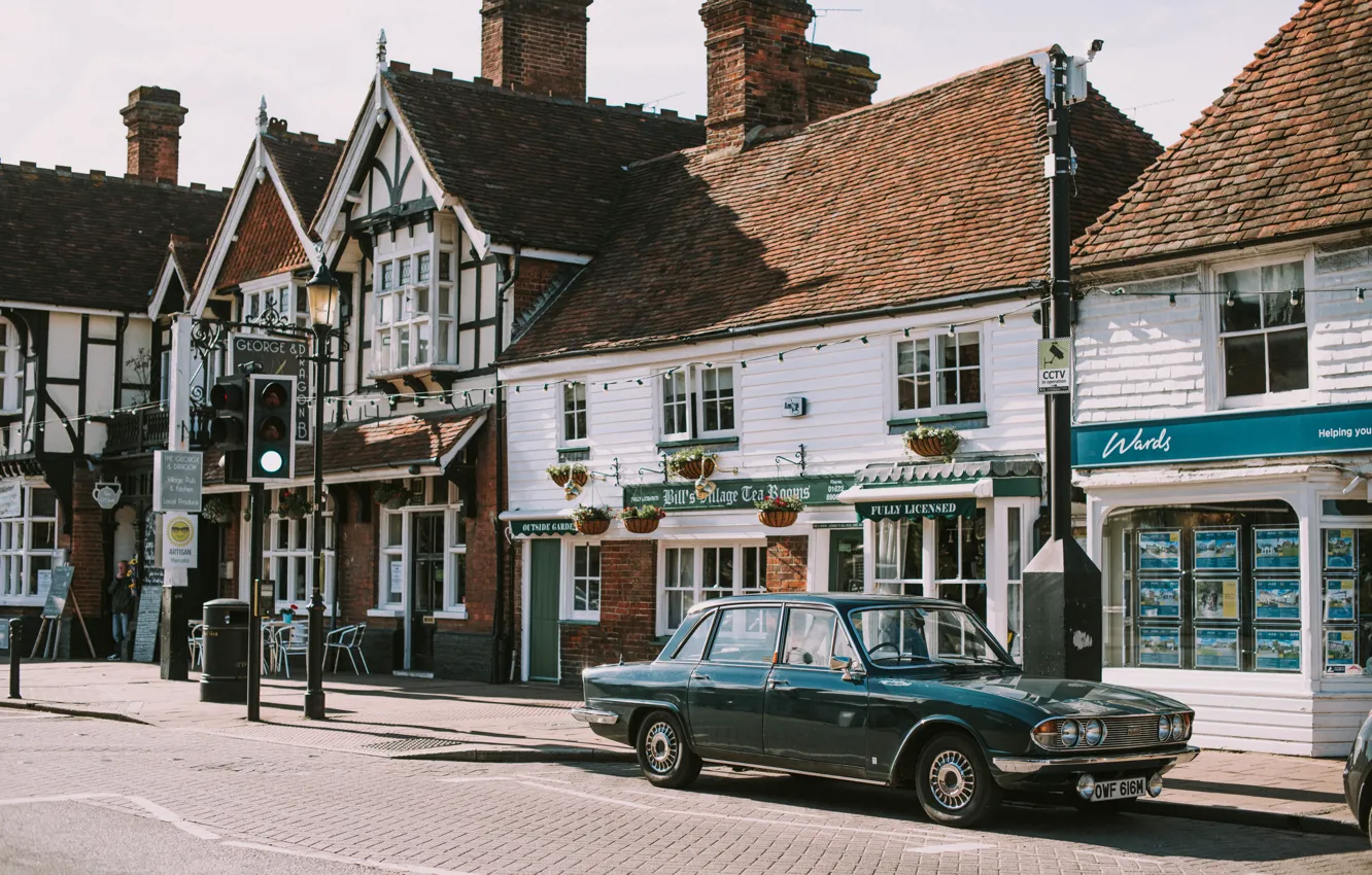 Photo wallpaper the city, street, home, traffic light, car