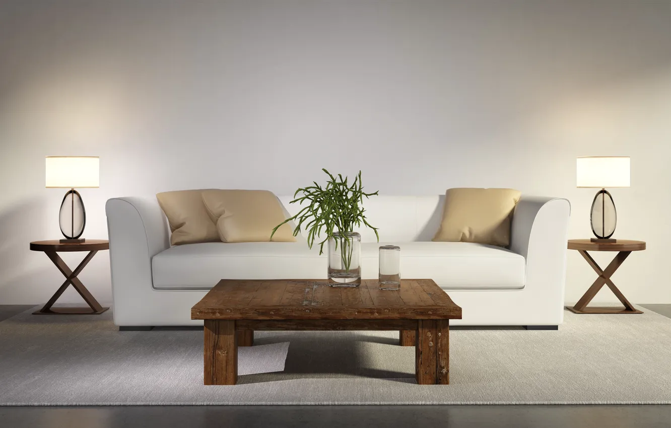 Photo wallpaper table, sofa, interior, modern, interior, sofa, table, stylish design