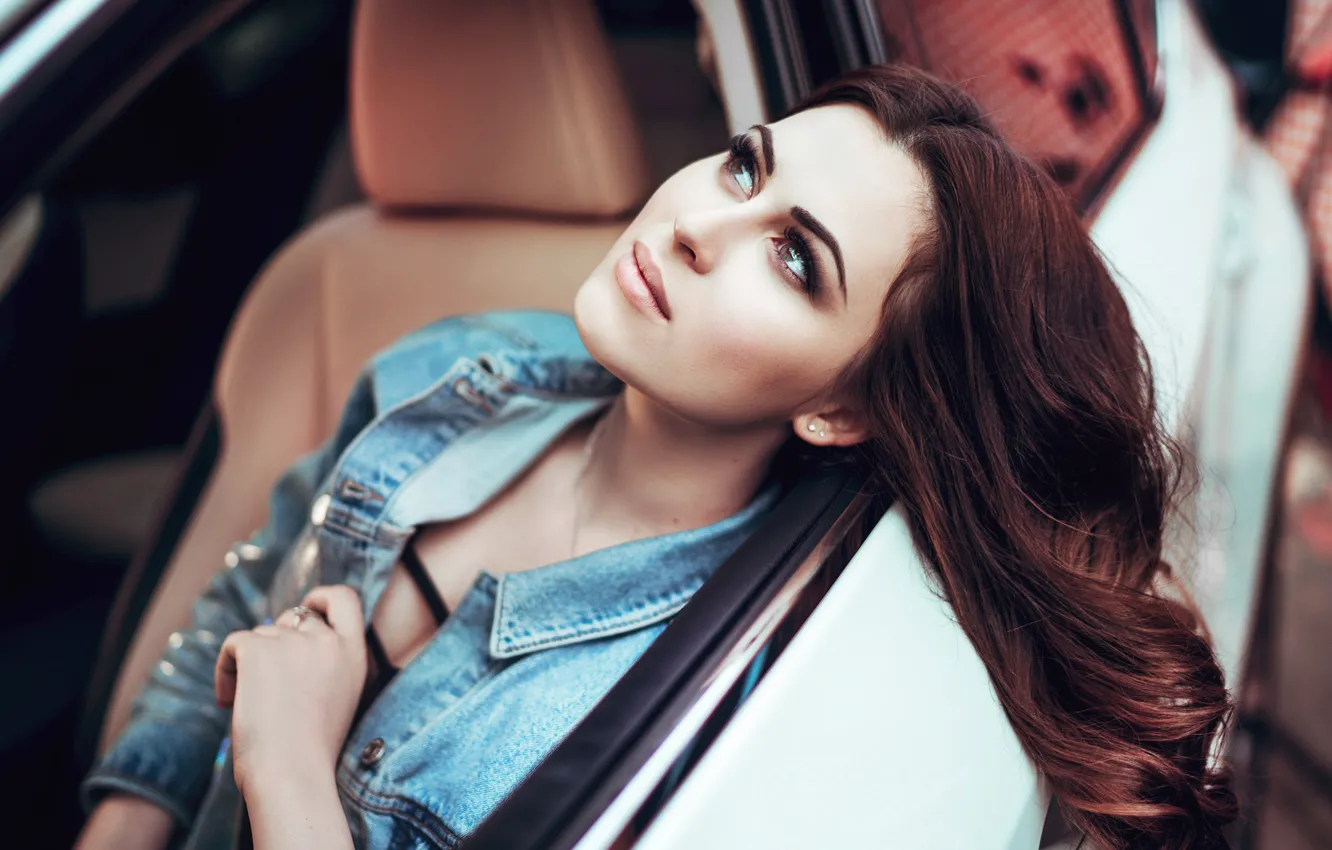 Photo wallpaper girl, auto, view, model, hair, nice, Gorokhov, Julia Pussman
