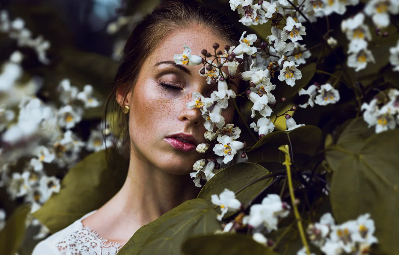 Photo wallpaper look, girl, portrait, spring, Nicole