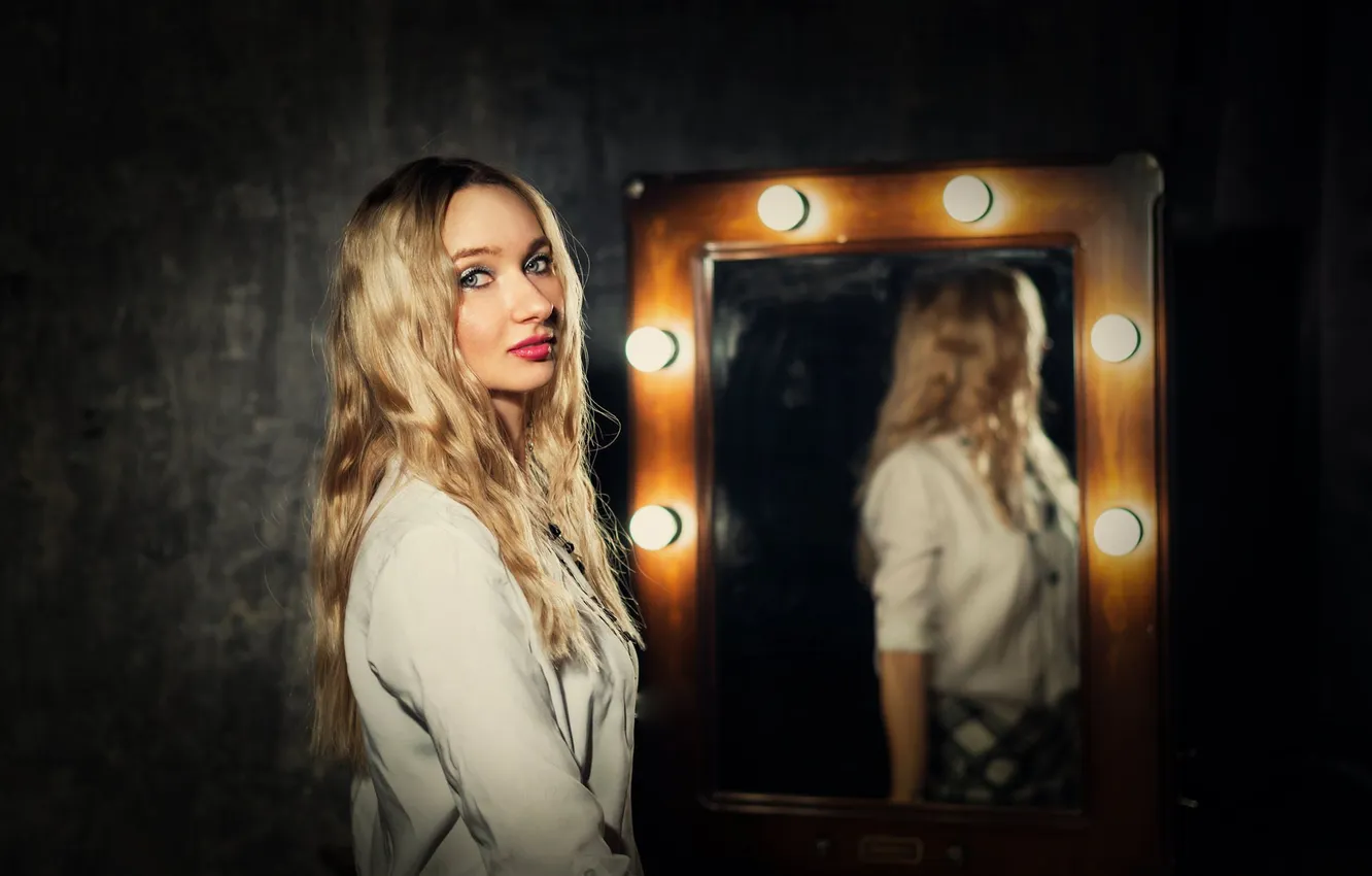 Photo wallpaper portrait, mirror, blonde, Sergey Bukarev