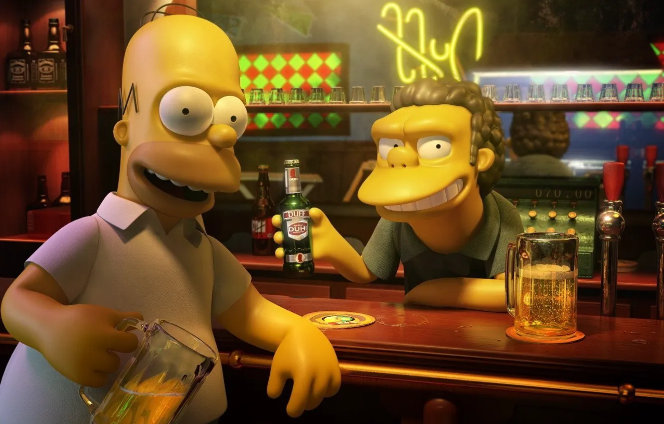 Photo wallpaper beer, The simpsons, bar, Simpsons, Homer