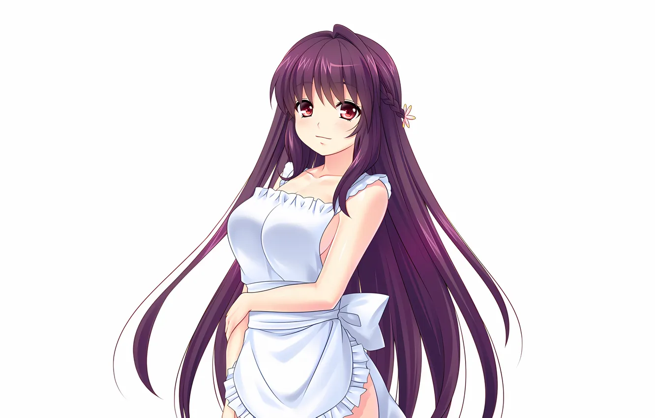 Photo wallpaper girl, sexy, long hair, boobs, anime, beautiful, red eyes, pretty