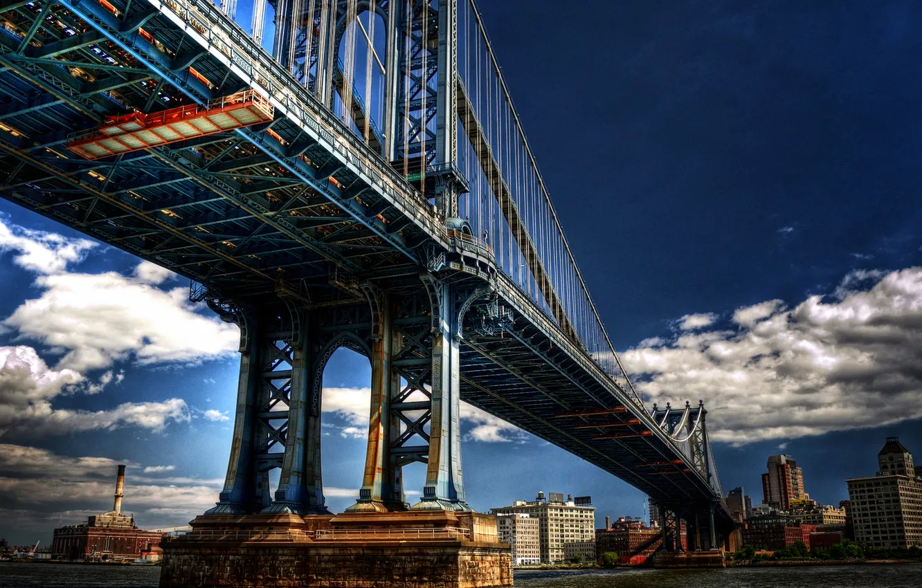 Photo wallpaper the city, New York, USA, USA, Brooklyn bridge, Manhattan, Brooklyn, New York