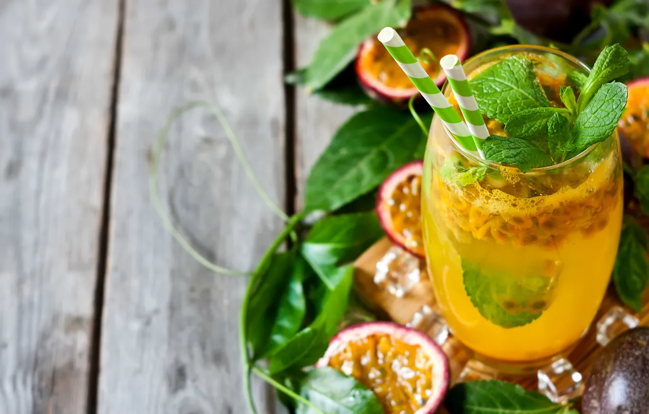 Photo wallpaper ice, drink, mint, lemonade, passion fruit