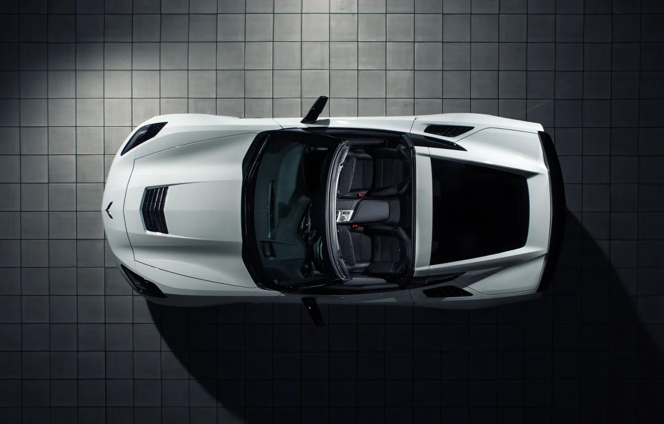 Photo wallpaper Corvette, Chevrolet, white, roadster, Stingray