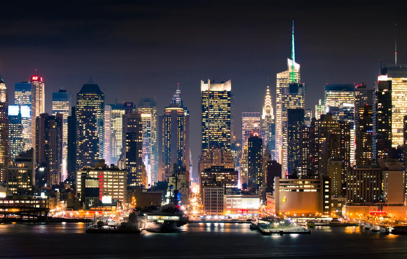 Photo wallpaper night, the city, New York, new york, Manhattan