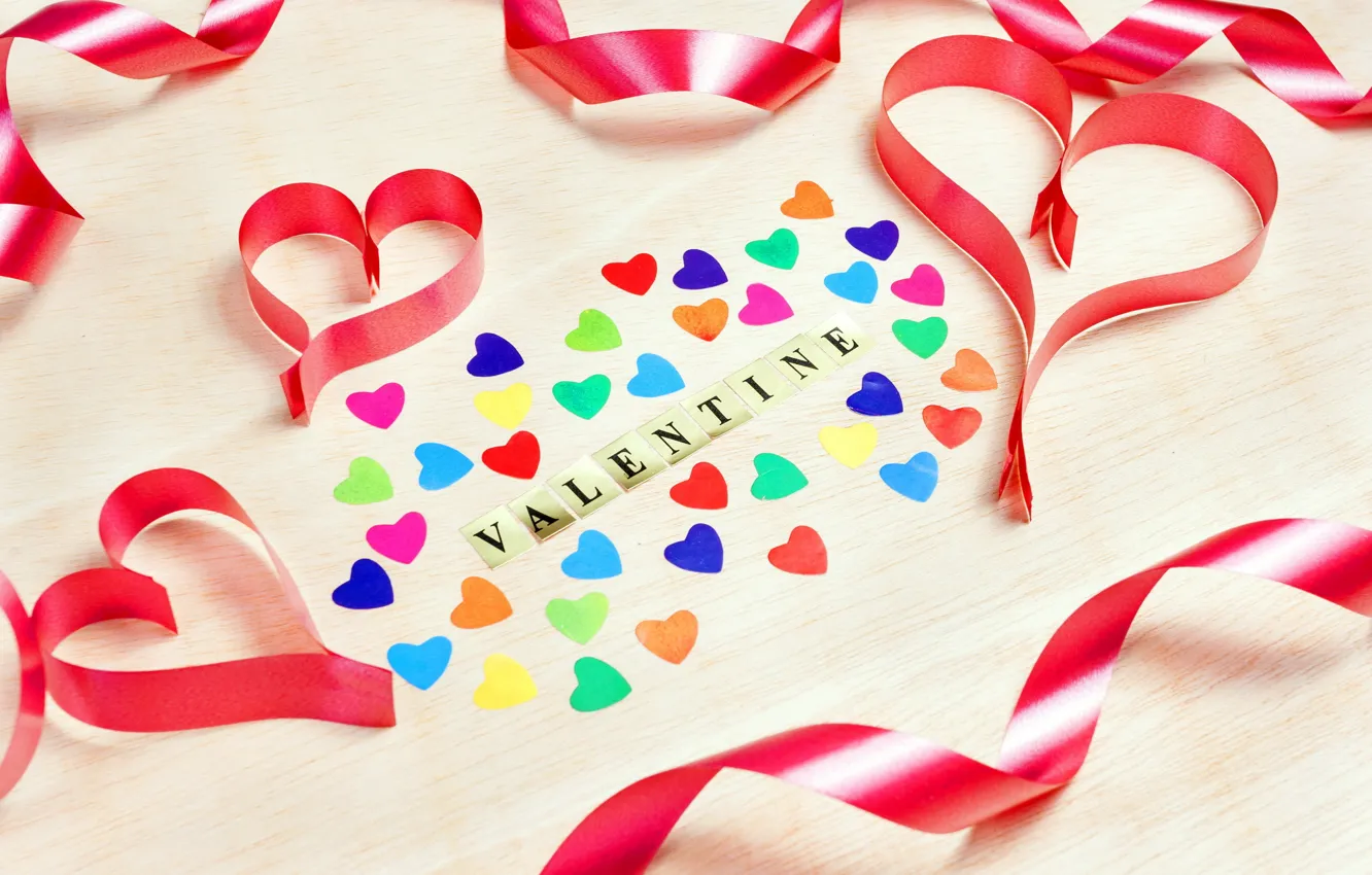 Photo wallpaper colorful, hearts, love, heart, romantic, Valentine's Day, Happy